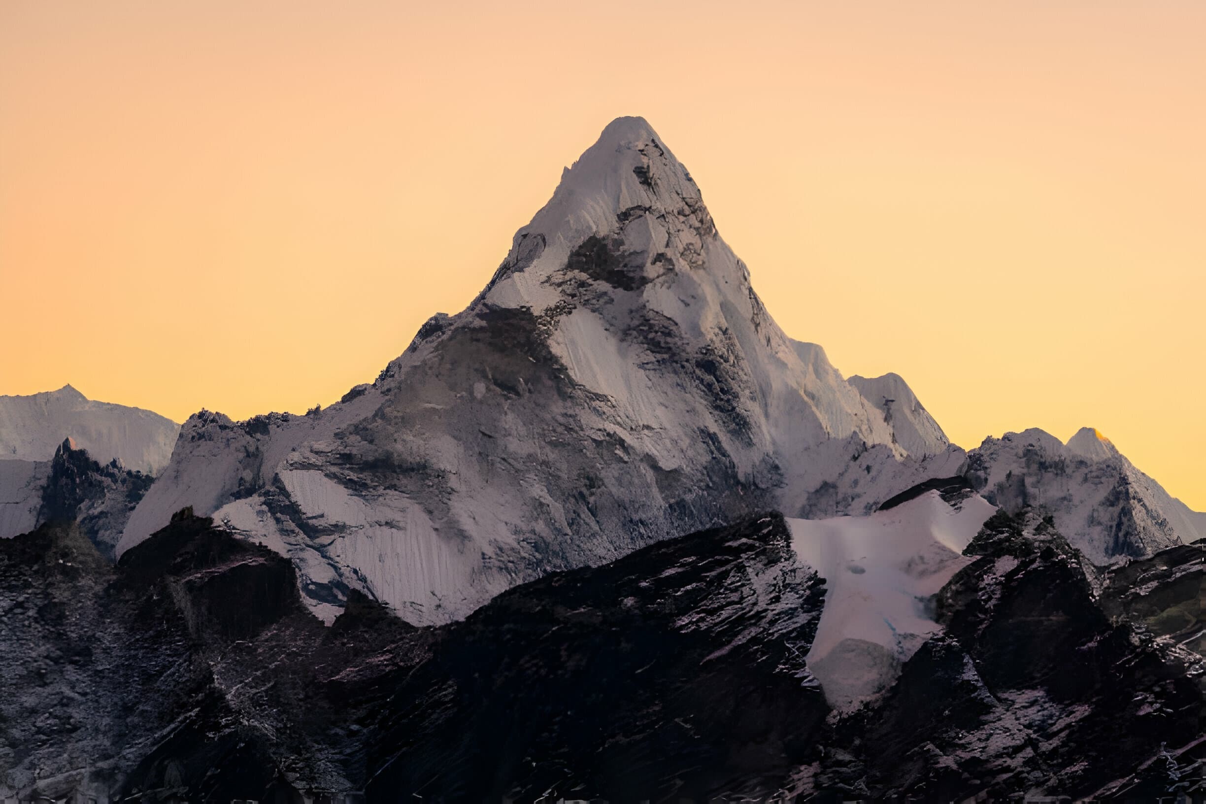 Trekker overlooking Himalayan mountains